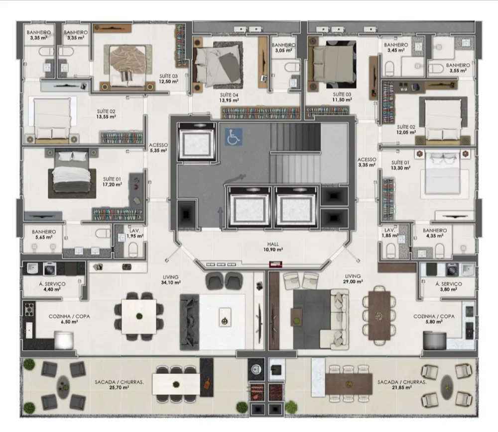 Apartamento 4 quartos para venda no bairro Meia Praia  em Itapema