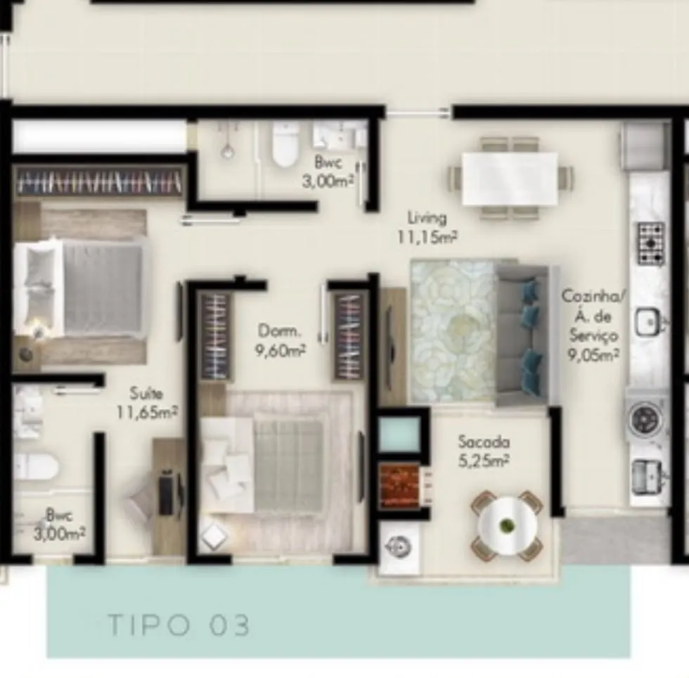 Apartamento 2 quartos para venda no bairro Morretes em Itapema
